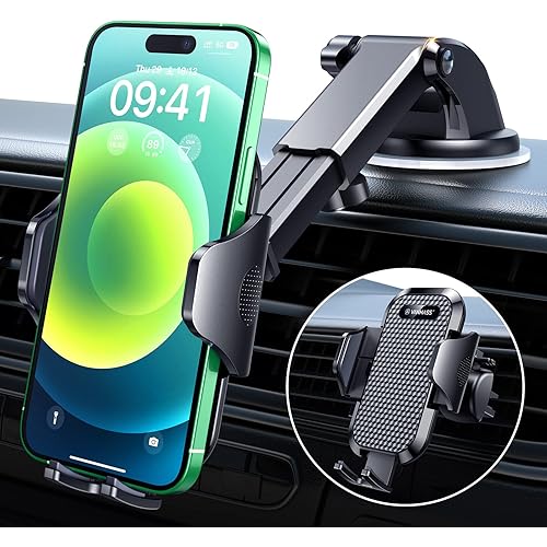 VANMASS Phone Holders for Your Car 2026 Upgraded Military-Grade Car Phone Holder【90+LBS Strongest Suction】Cell Phone Mount Truck Stand for Dashboard Windshield Vent for iPhone 17 Pro Max 16 15 Android