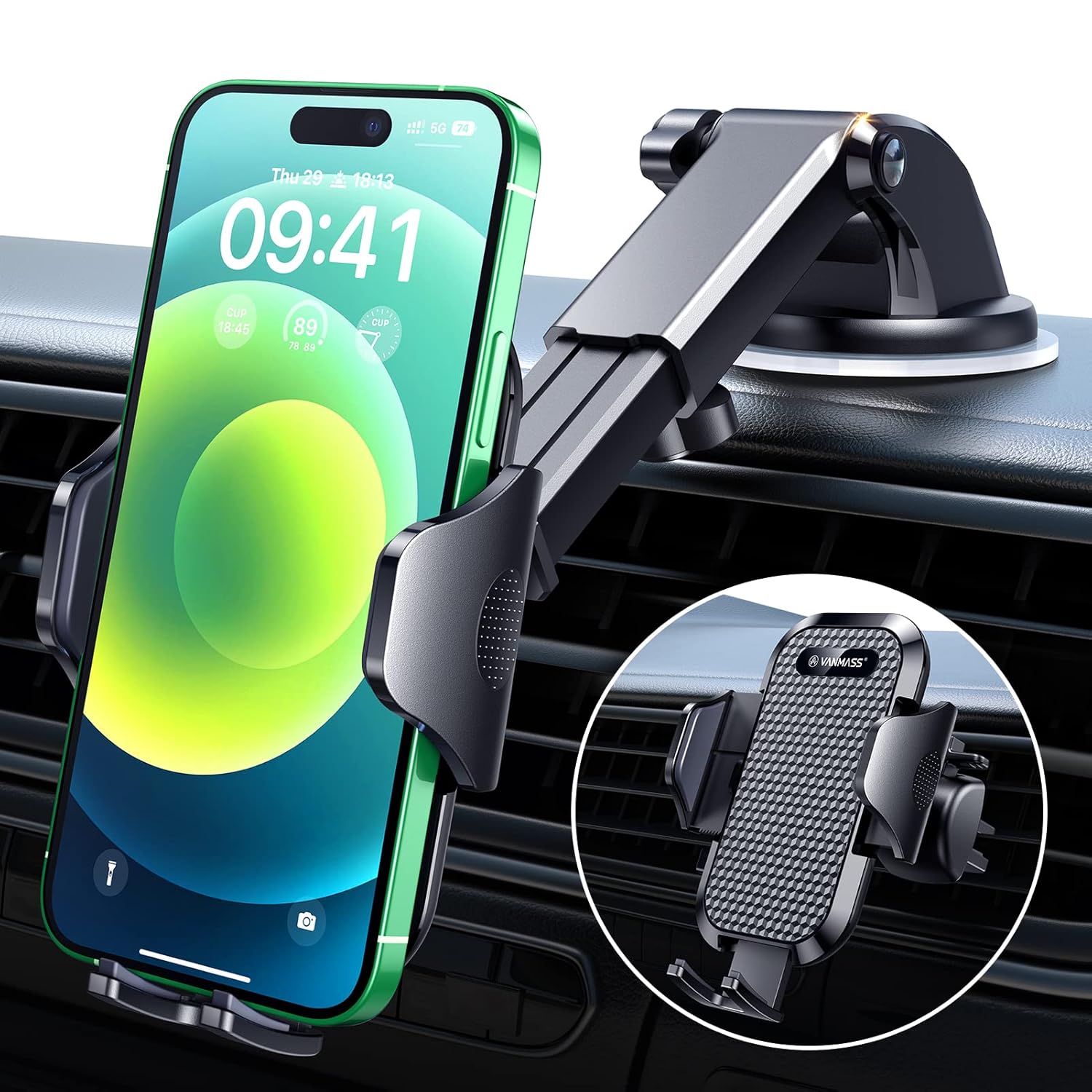 VANMASS 2026 Military-Grade Car Phone Mount Upgraded Strongest Suction Clip Cell Phone Holders for Your Car Dashboard Windshield