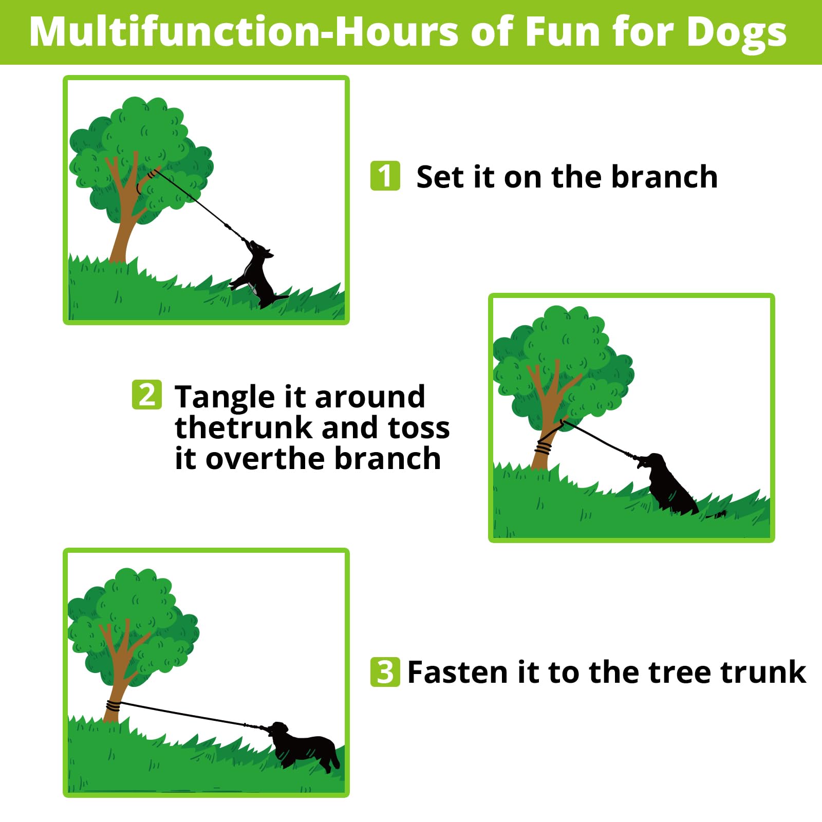 Juguete elástico Colgante para Perros: Cuerda interactiva para Perros pequeños a Grandes Pitbull para Hacer Ejercicio y Equipo de Entrenamiento, Juguete de Cuerda para Perros al Aire Libre