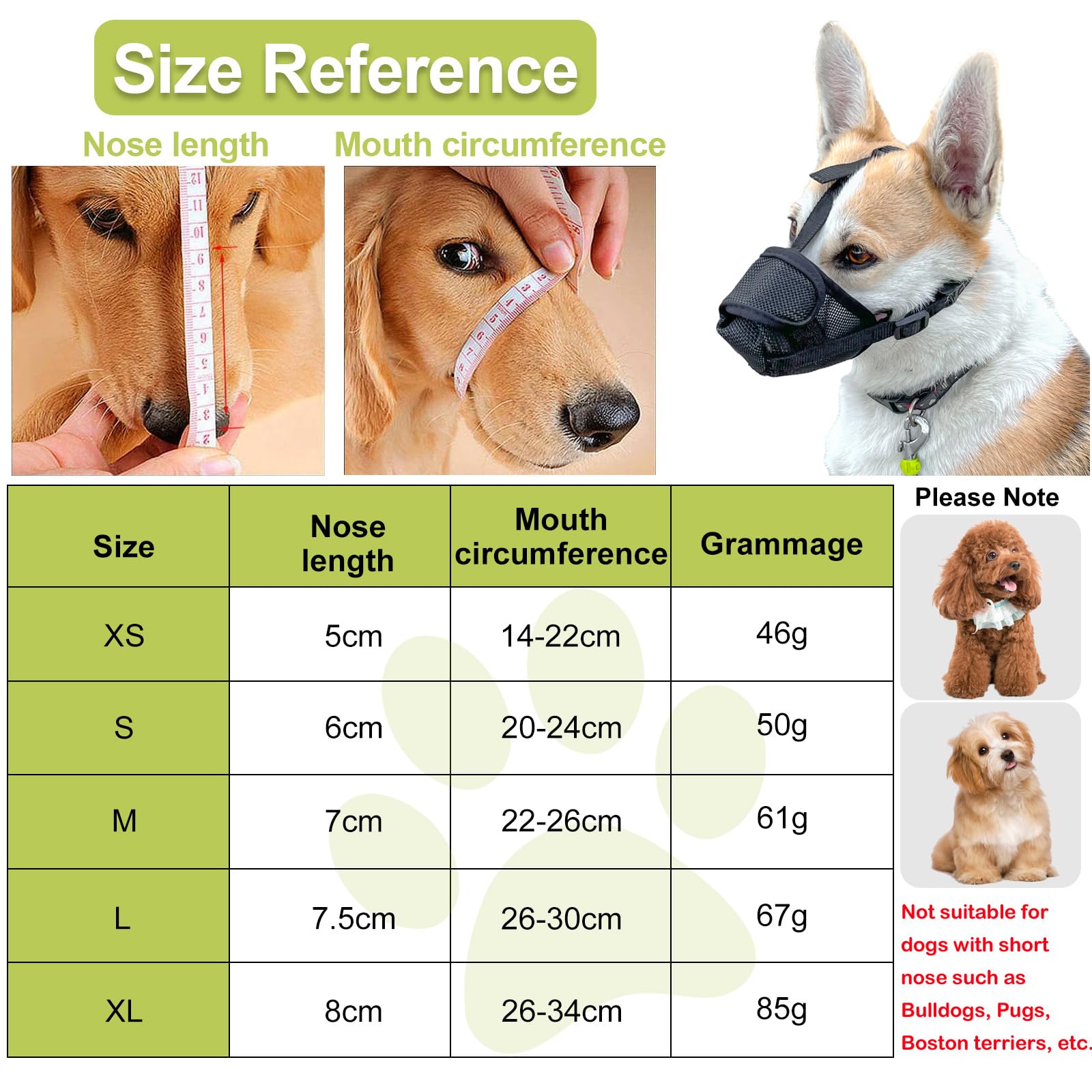 Museruola Per Cani A Rete Morbida - Regolabile, Traspirante, Anti-Morso, Con Cinturino Riflettente - Foto 3