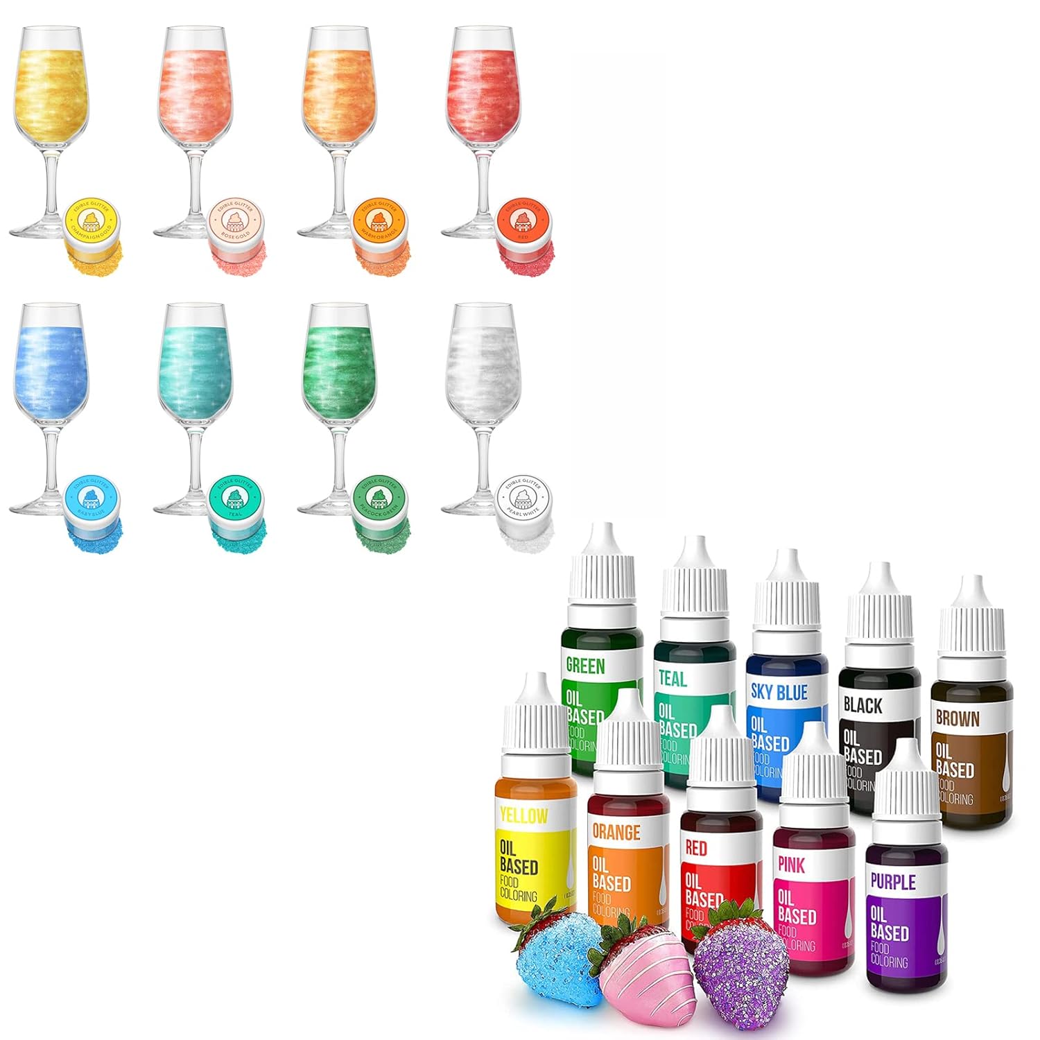 Upgraded Oil Based Food Coloring for Chocolate and Edible Glitter for Drinks