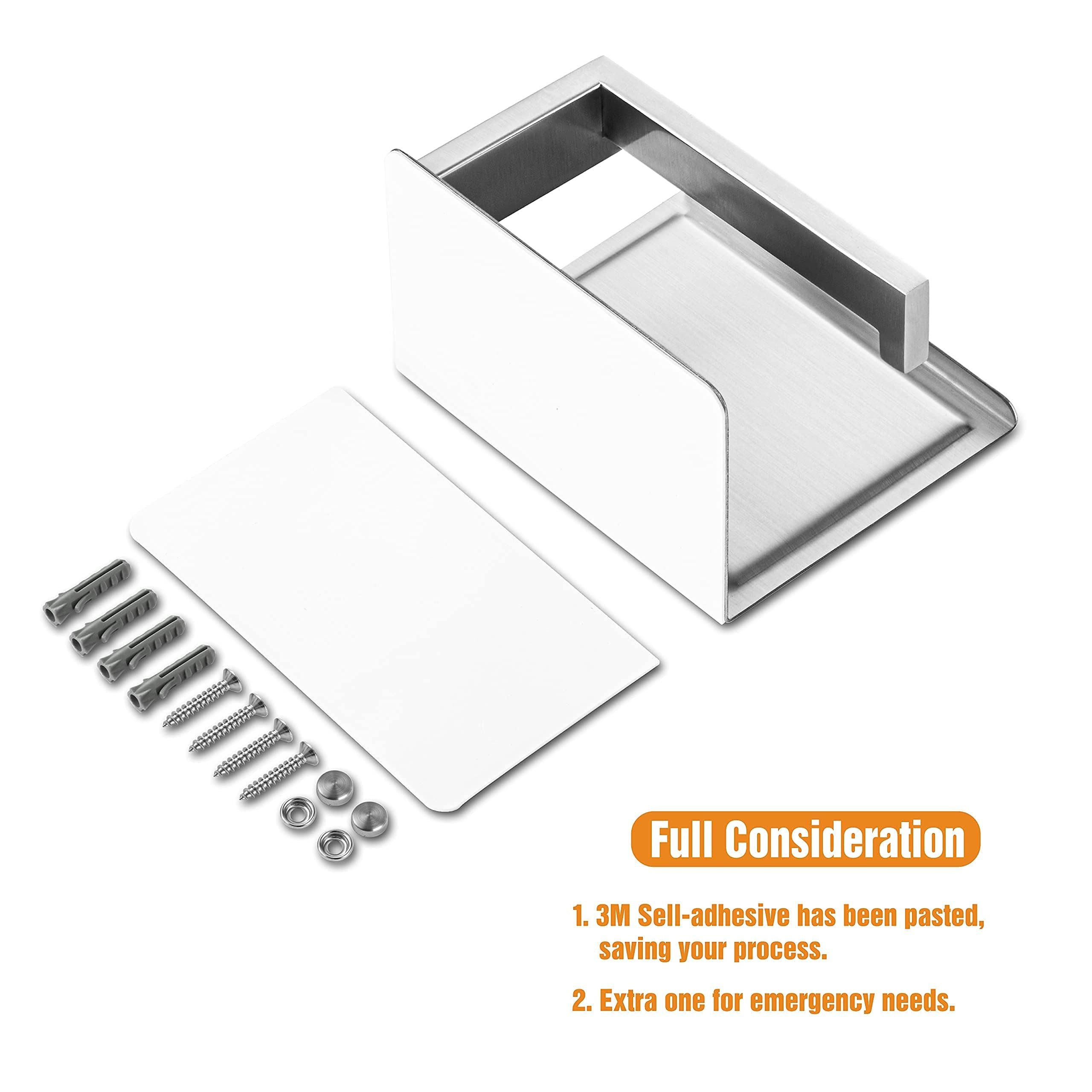 HITSLAM Porta Rotolo Carta Igienica da Parete con Porta Cellulare Senza Foratura Portarotolo Carta Igienica Adesivo Acciaio Inox Portacartaigienica per Gabinetto Bagno - Acciaio Spazzolato