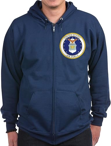 CafePress Sudadera con capucha y cremallera para hombre, con emblema de la Fuerza Aérea de los Estados Unidos (Dark)