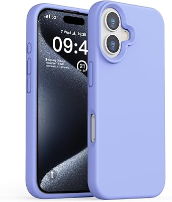 ZUSLAB Real Silicone Case Compatible with Apple iPhone 16 6.1 Inches 2024, Liquid Silicone Gel Rubber Cover Support Wireless Charging, Anti-Scratch TPU Protective Bumper, Purple