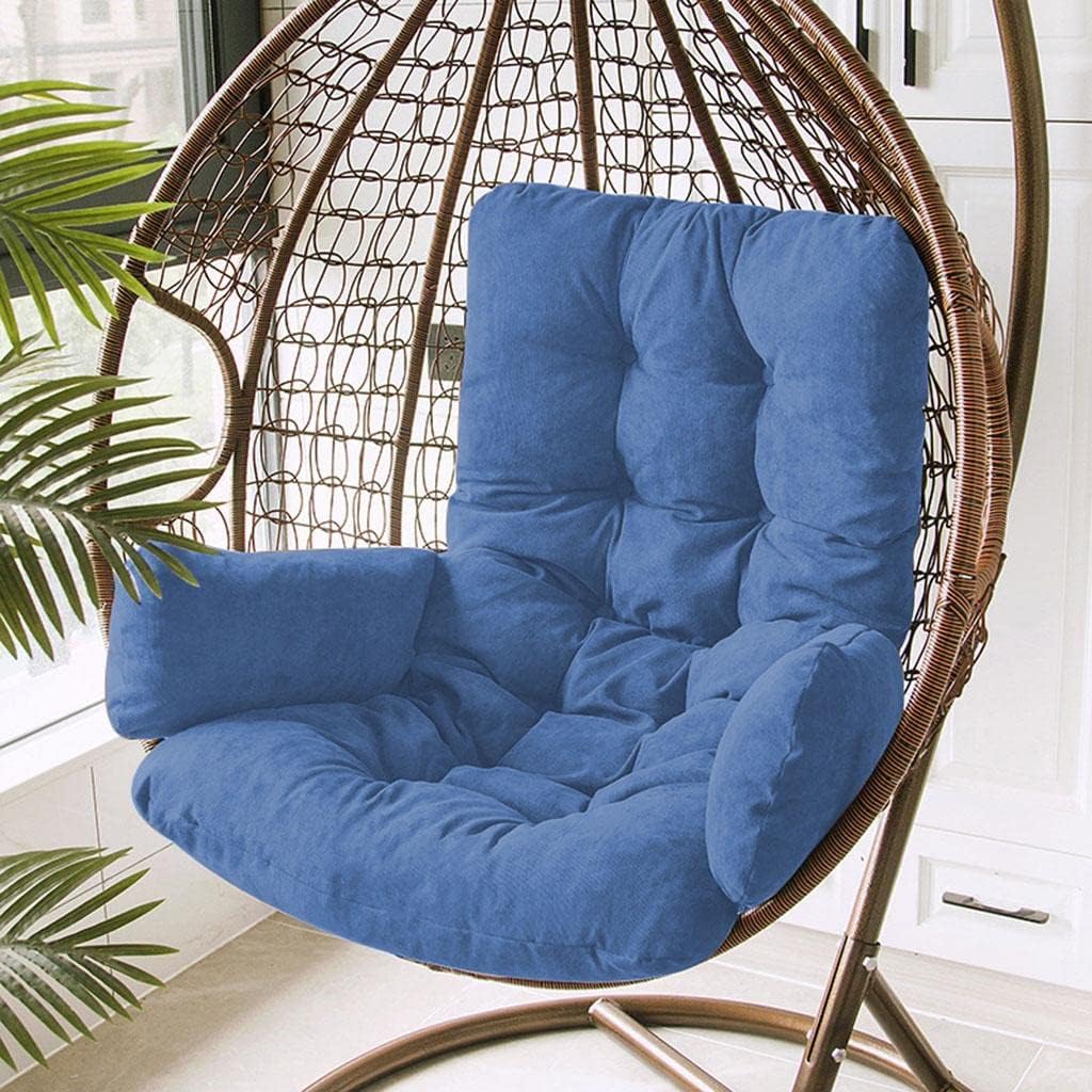 Hanging Basket Seat Cushion, Back-Rest Chair Cushion with Back Pad, Swing Cushion for Office Indoor Outdoor (Blue)
