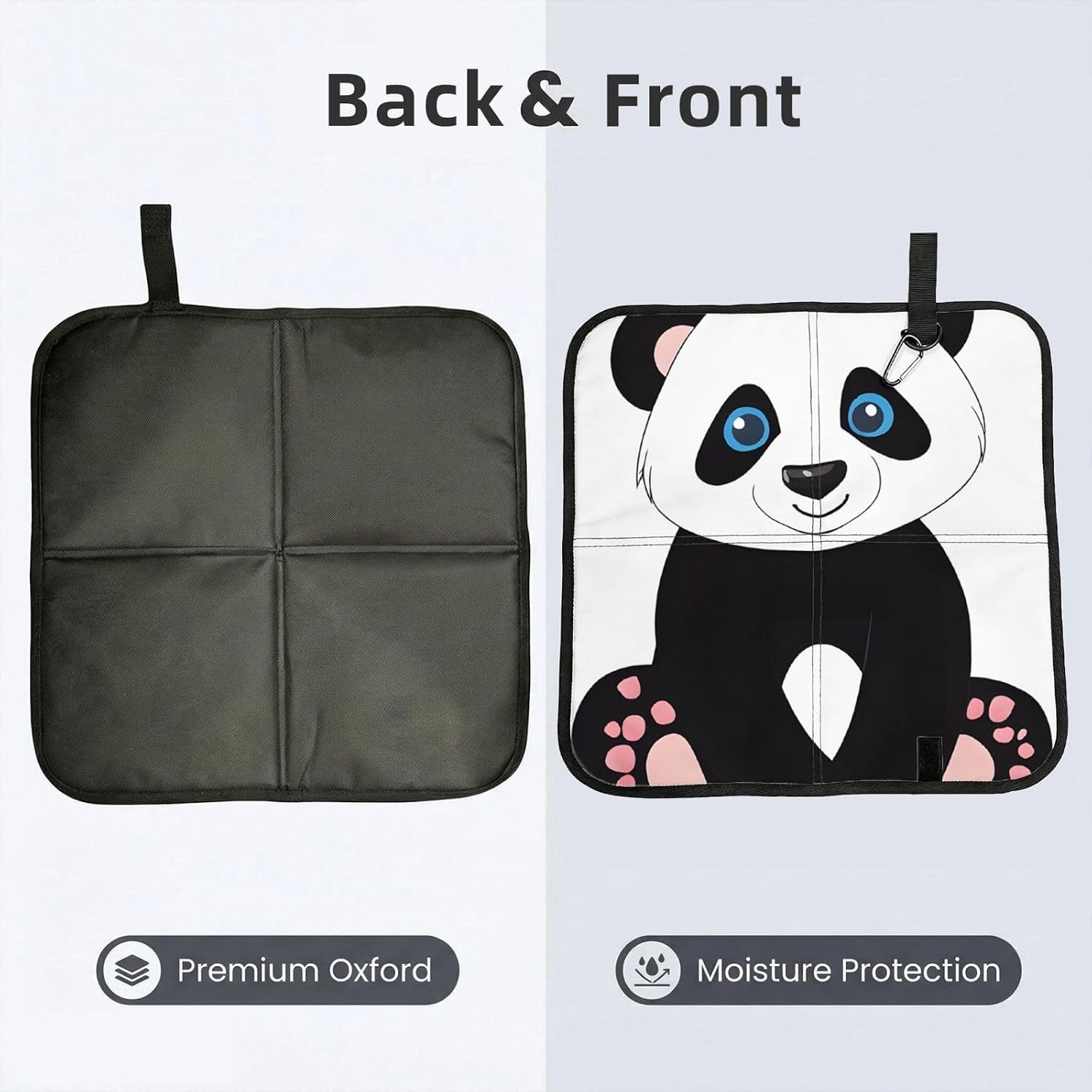 (Cute Panda) Sitting Pad Foldable Seat Cushion Lightweight Camping Seat Mat with Hook for Outdoor Hiking Picnic Camping