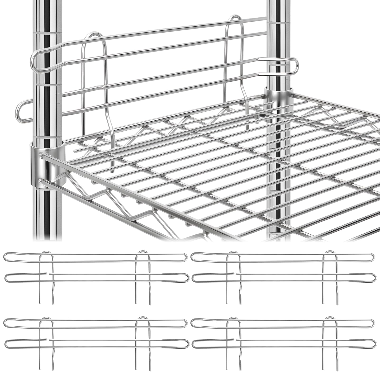 Snapklik.com : 4 Pcs Chrome Wire Shelf Ledge 18