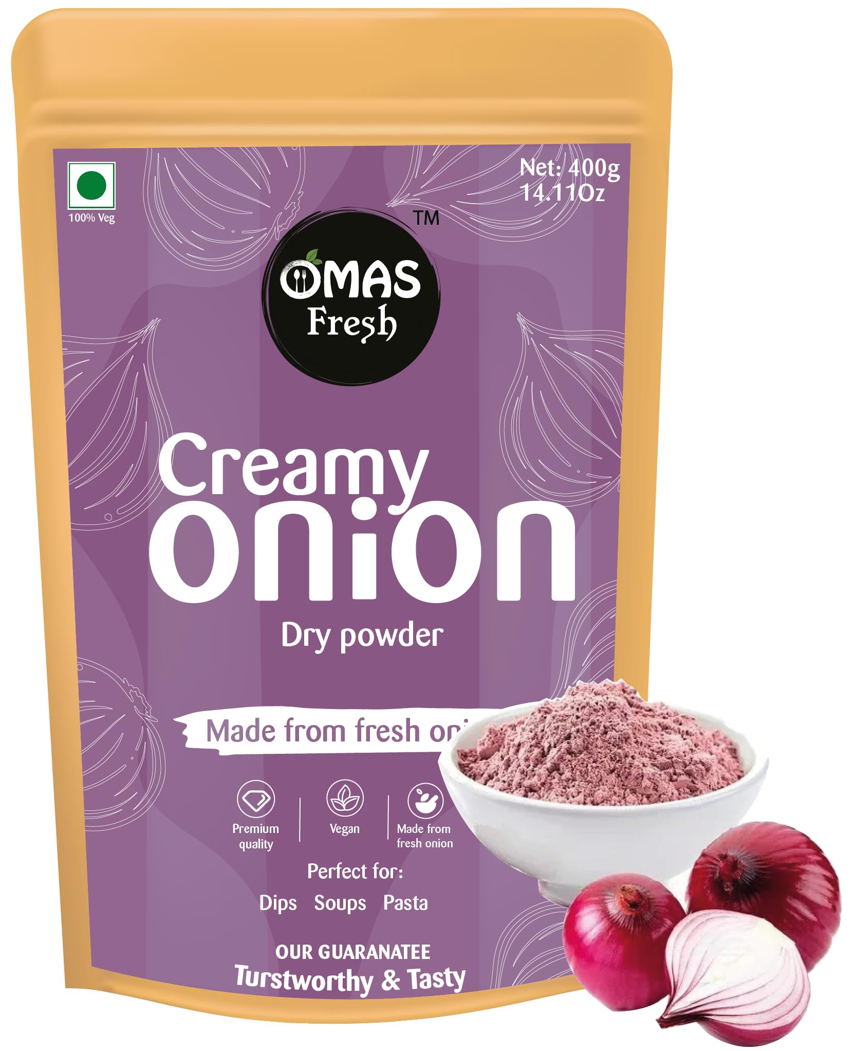 Omas Fresh Creamy Onion Dry Powder Used For Biryani, Indian Curries, Gravies, Salads | No Additives & Preservatives | 400G Big Saver Pack (B0BVRRJTNT) Amazon Price History, Amazon Price Tracker