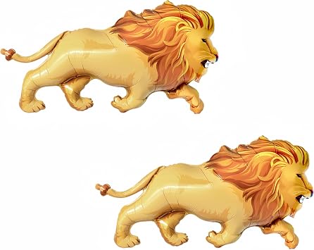 2Pcs Lion Balloons 38 Inch/Jungle Safari Party Decor, Realistic King Lion Balloon for Kids Birthday, Wild One Safari Theme Decorations, Animal Party Decor for Boys Baby Shower
