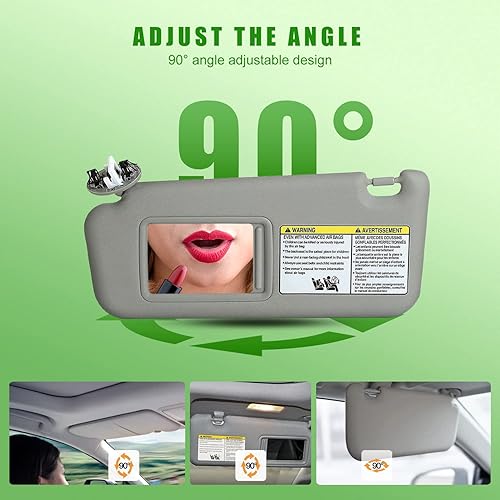 Miniatura 3 de Visera solar del lado izquierdo del conductor para Toyota RAV4 2006-2013 con luz de tocador Relace# 74320-42501-B2 74320-42500-B0 74320-42500-B3