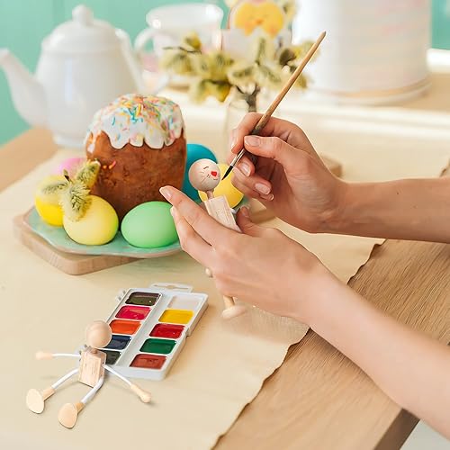 Miniatura 6 de Milisten 4 piezas de madera con clavijas de madera sin terminar, robot de muñeca para bricolaje, pintura, manualidades, arte, juego de clavijas,