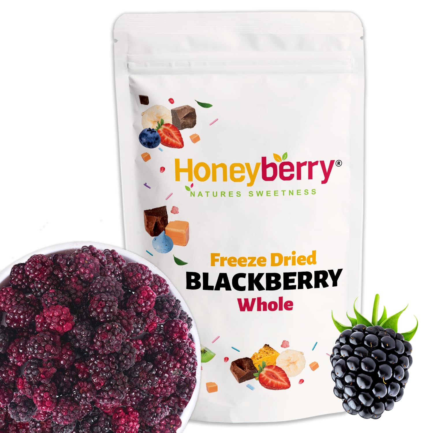 Freeze Dried Blackberry Whole 100g - No Added Sugar, 100% Natural, Gluten Free, Vegan Friendly