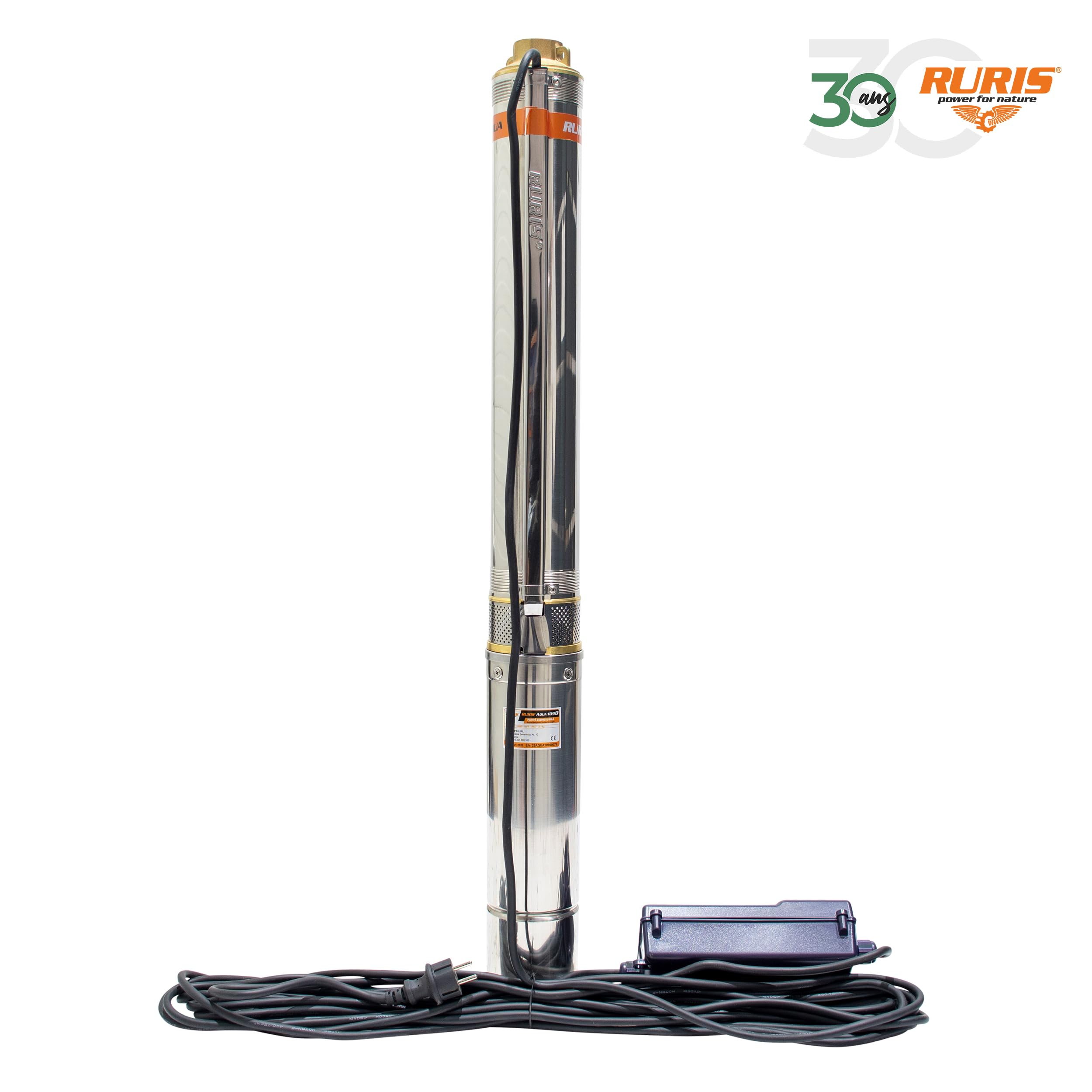 RURIS Bomba sumergible aqua 1090 1100 W, 1", 4000 l/h, max 140 m, cable 30 m con panel de control
