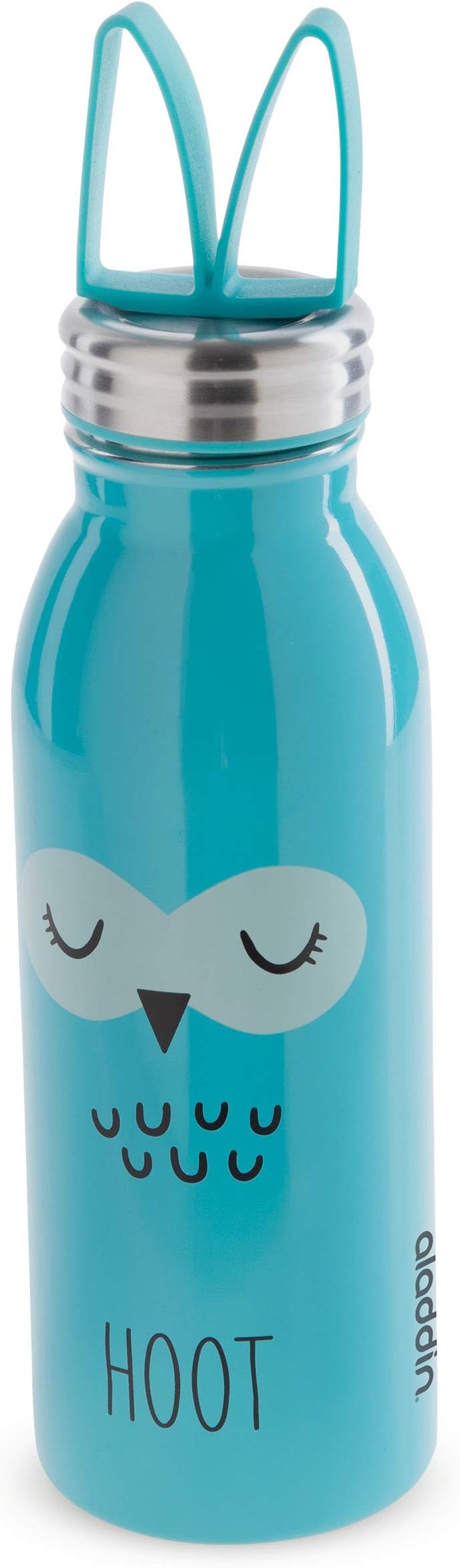 Zoo Thermavac™ Stainless Steel Water Bottle 0.43L Owl – Soft silicone fingerloop | Double Wall Vacuum Insulated Reusable Water Bottle | Keeps Cold for 7 Hours | BPA-Free | Leakproof