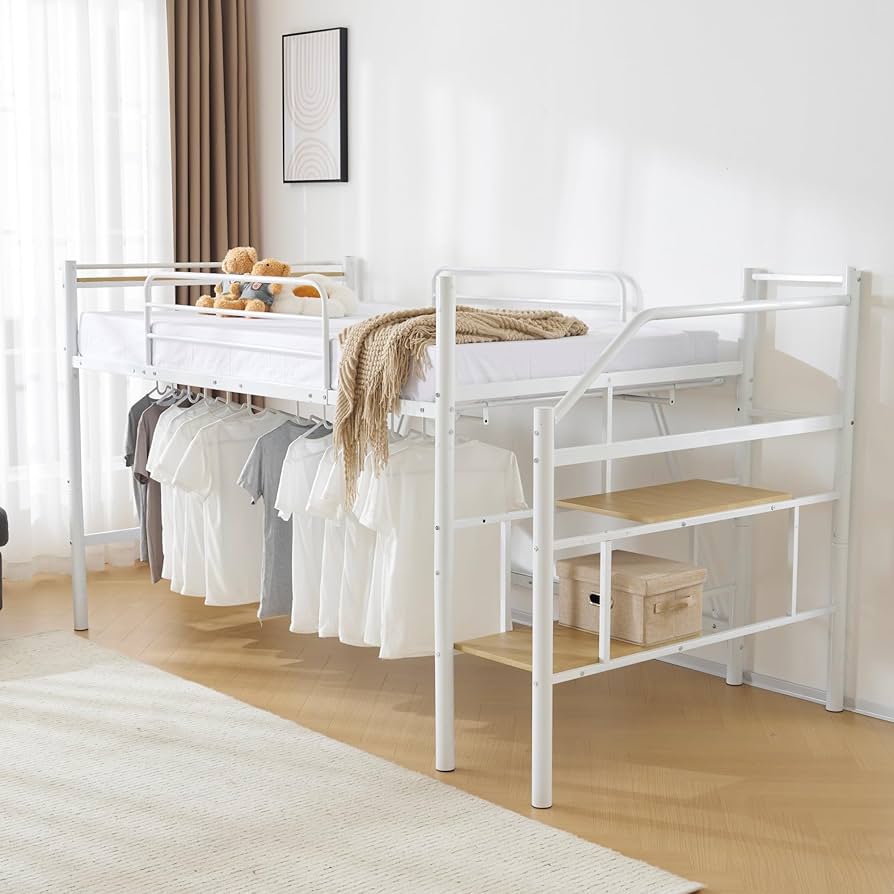 Amazon｜RIDEWINCE パイプベッド ロフトベッド シングルベッド