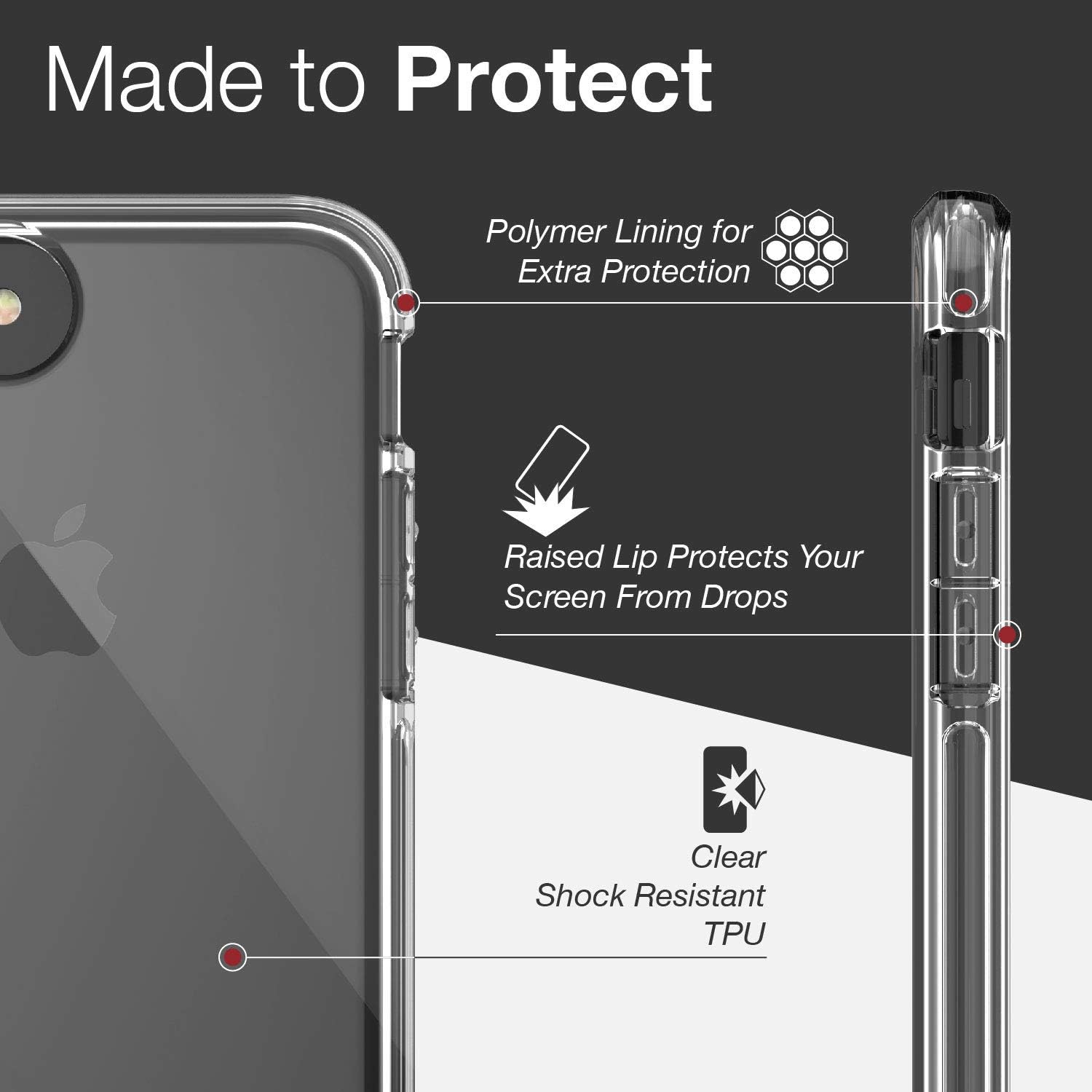 Raptic Clear, Compatible with Apple iPhone 8 Plus & 7 Plus (Formerly Defense Clear) - Military Grade Drop Protection, Clear Protective Case for Apple iPhone 7 Plus & 8 Plus (Clear)