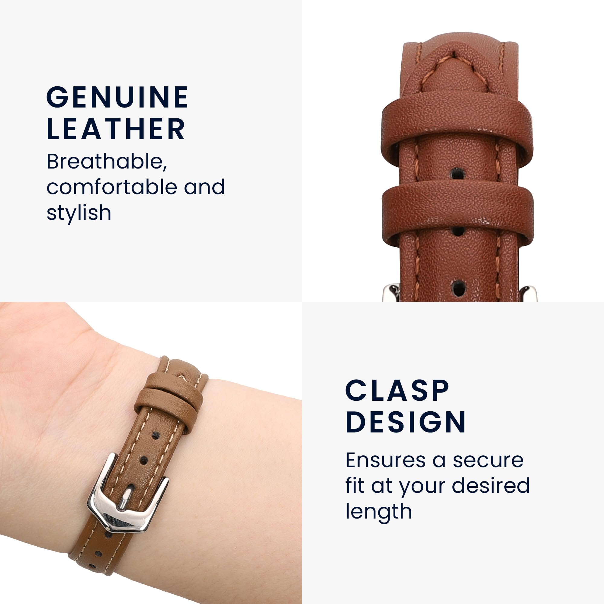 kwmobile Pasek do zegarka z prawdziwej skóry kompatybilny z Google Pixel Watch Series 41mm / Pixel Watch 4 41mm - pasek wymienny do smartwacha - jasnobrązowy