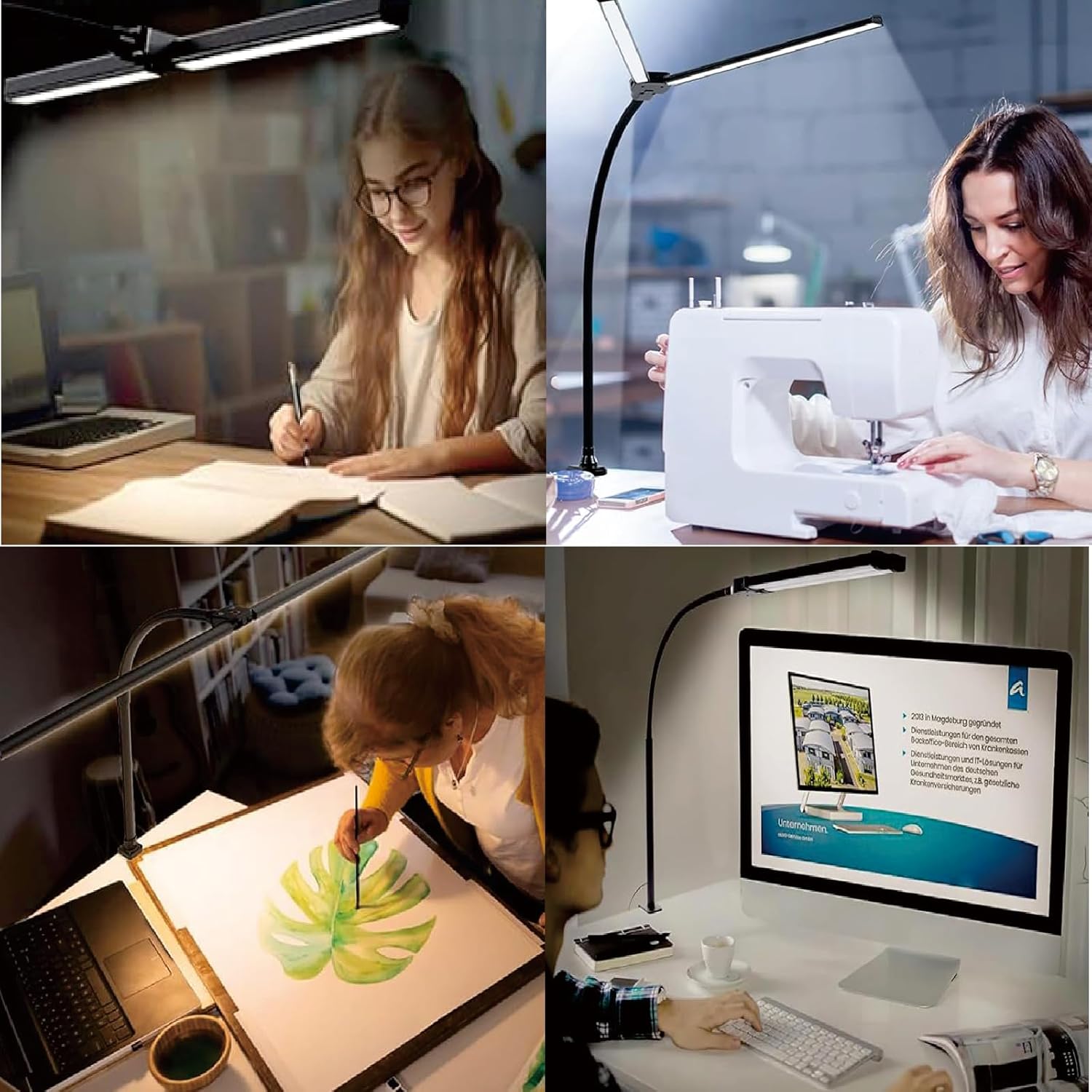 LED Desk Lamp for Home Office, Eye Caring Architect Desk Light with Clamp,50 Lighting Models,Remote and Touch Control,24W 2000LM,Memory Function and Timer for Study, Reading,Workbench Black