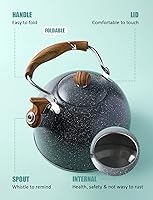 Vista 4 de Hervidor de té, BELANKO 85 onzas / 2.5 litros Hervidor de té silbante, Teteras para estufa de acero inoxidable de grado alimenticio con mango