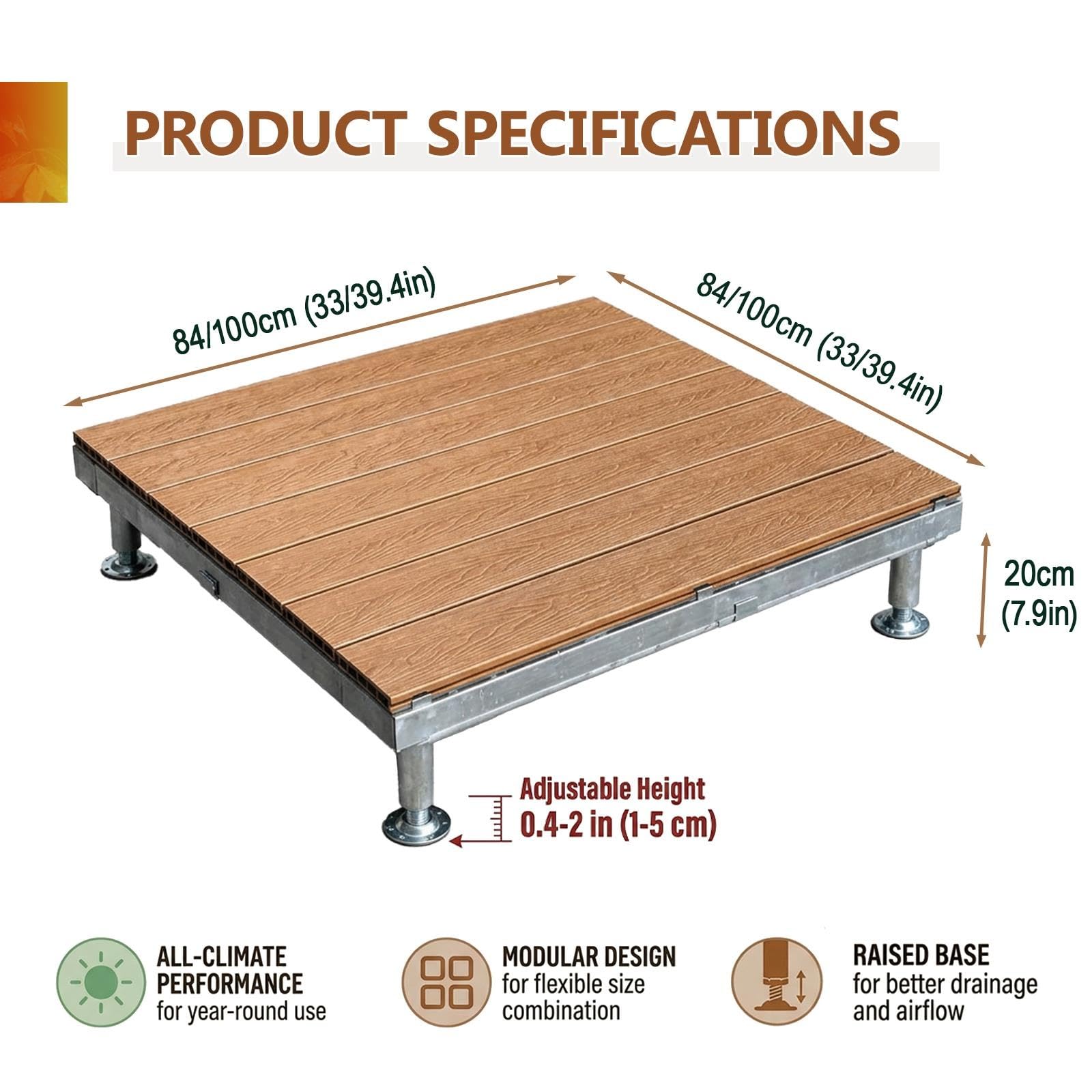 Piattaforma Rialzata for Terrazza In WPC, Sistema Modulare Prefabbricato