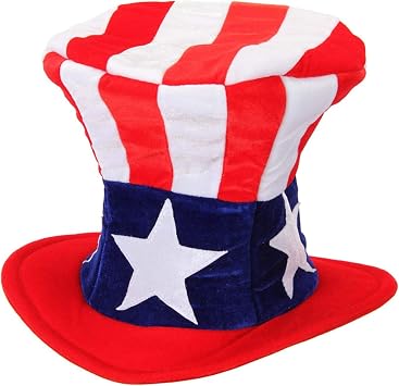 elope Uncle Sam Plush Giant Hat - Velour Top Hat with Size Adjuster, One Size Fits Most