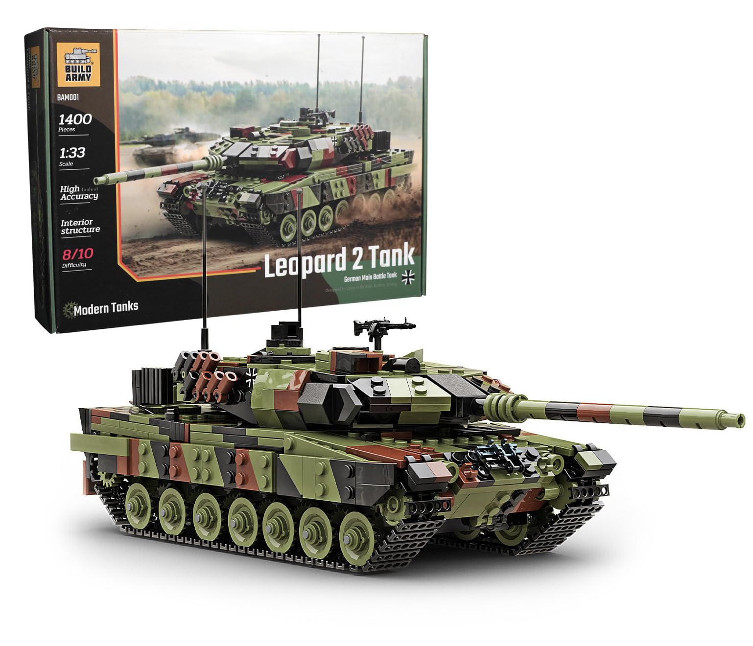 Buildarmy German Leopard 2a6 Main Battle Tank Brick Model Building Block 1400pcs