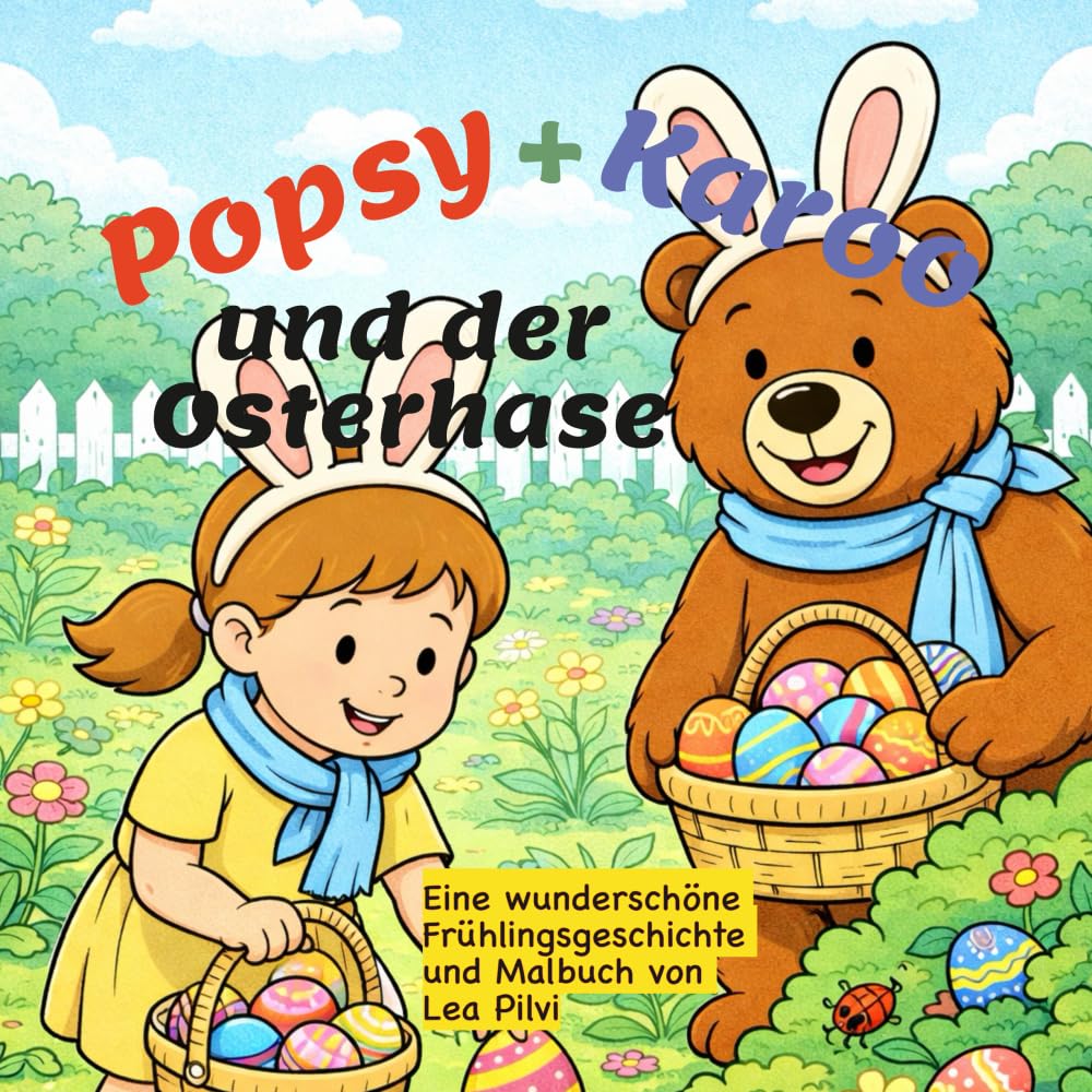 Popsy + Karoo und der Osterhase: Eine wunderschöne Frühlingsgeschichte und Malbuch von Lea Pilvi