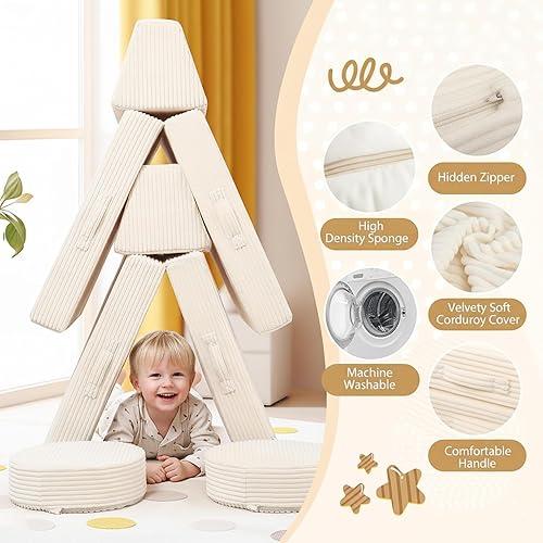 Miniatura 13 de MeMoreCool Sofá modular de 8 piezas para niños, sofá de espuma convertible rosa para sala de juegos Rosa (Dusty Rose),Verde bosque,2-marino,Azul