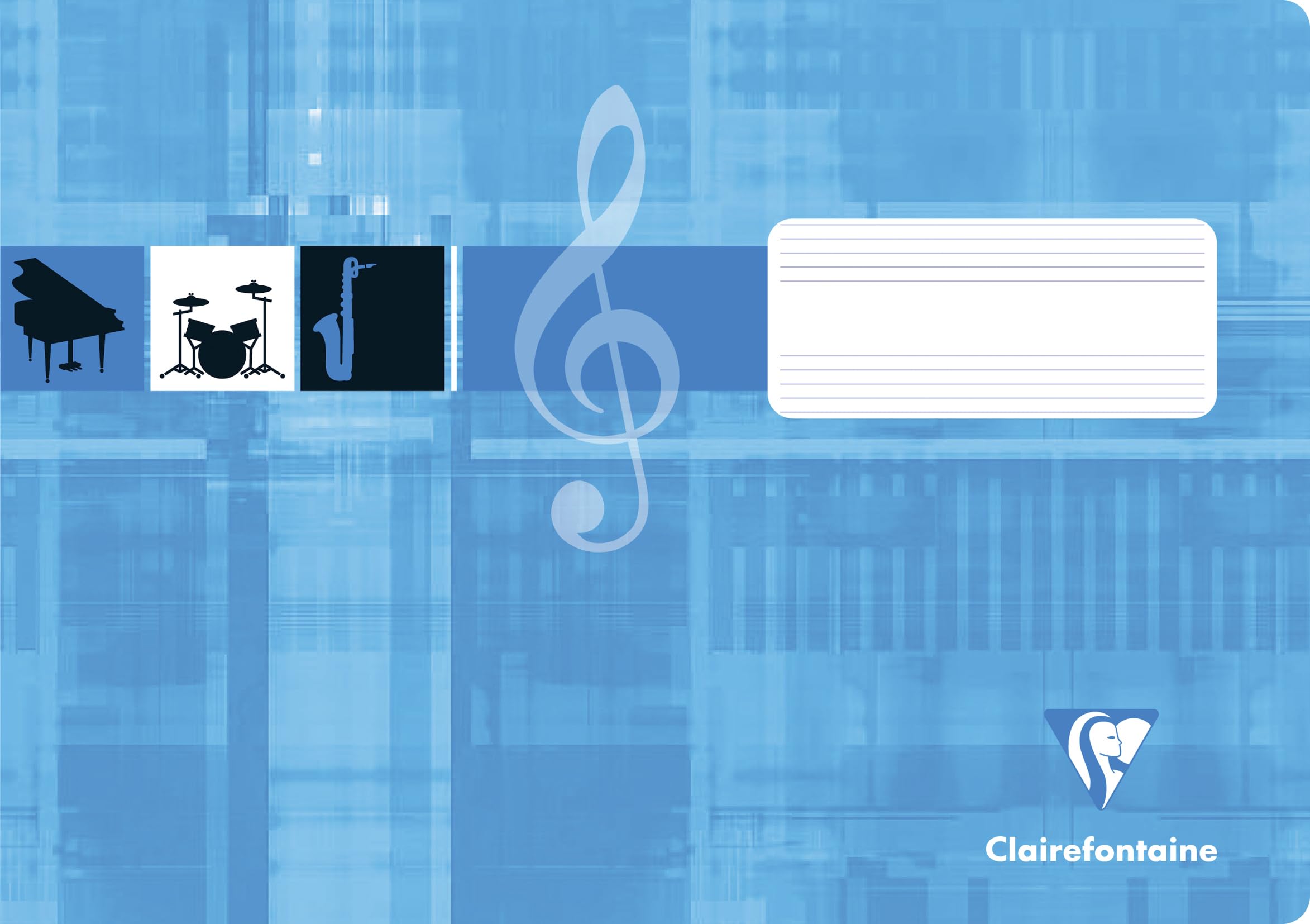 Clairefontaine 31514C - Cahier scolaire, idéal pour les cours de musique, A5 14,8x21 cm format paysage, 16 pages avec portées, 90g, 1 pièce, turquoise