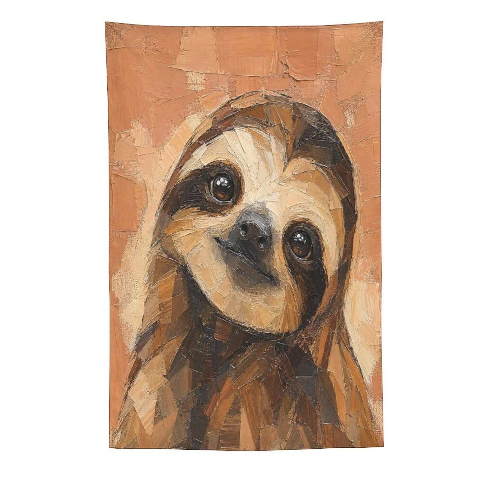H3B8U2Y5 Sloth Portrait Wall Tapestry, Folk Art Style, Sofa Area