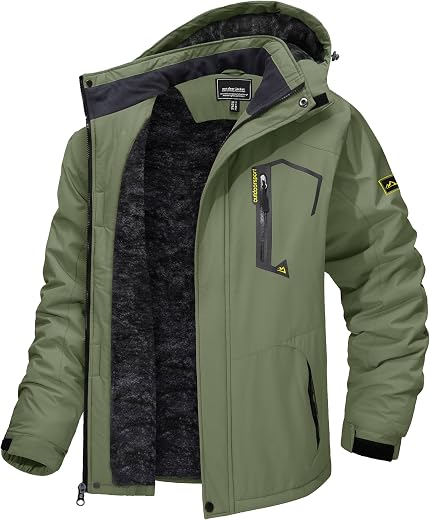 TACVASEN Men's Winter Ski Jacket Waterproof Snow Coats Snowboard Fleece Lining Jacket Warm Parka with Hooded