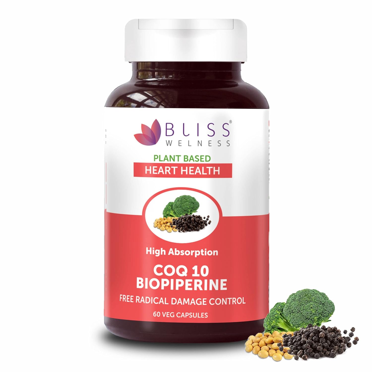 Bliss Welness Heart Health Healthy Ageing | Coenzyme Q10 (CoQ10) 100mg with  High Absorption BioPiperine 10mg | Glowing Skin Sugar Immunity Management  Supplement - 60 Vegetarian Capsules : Amazon.in: Health \u0026 Personal Care