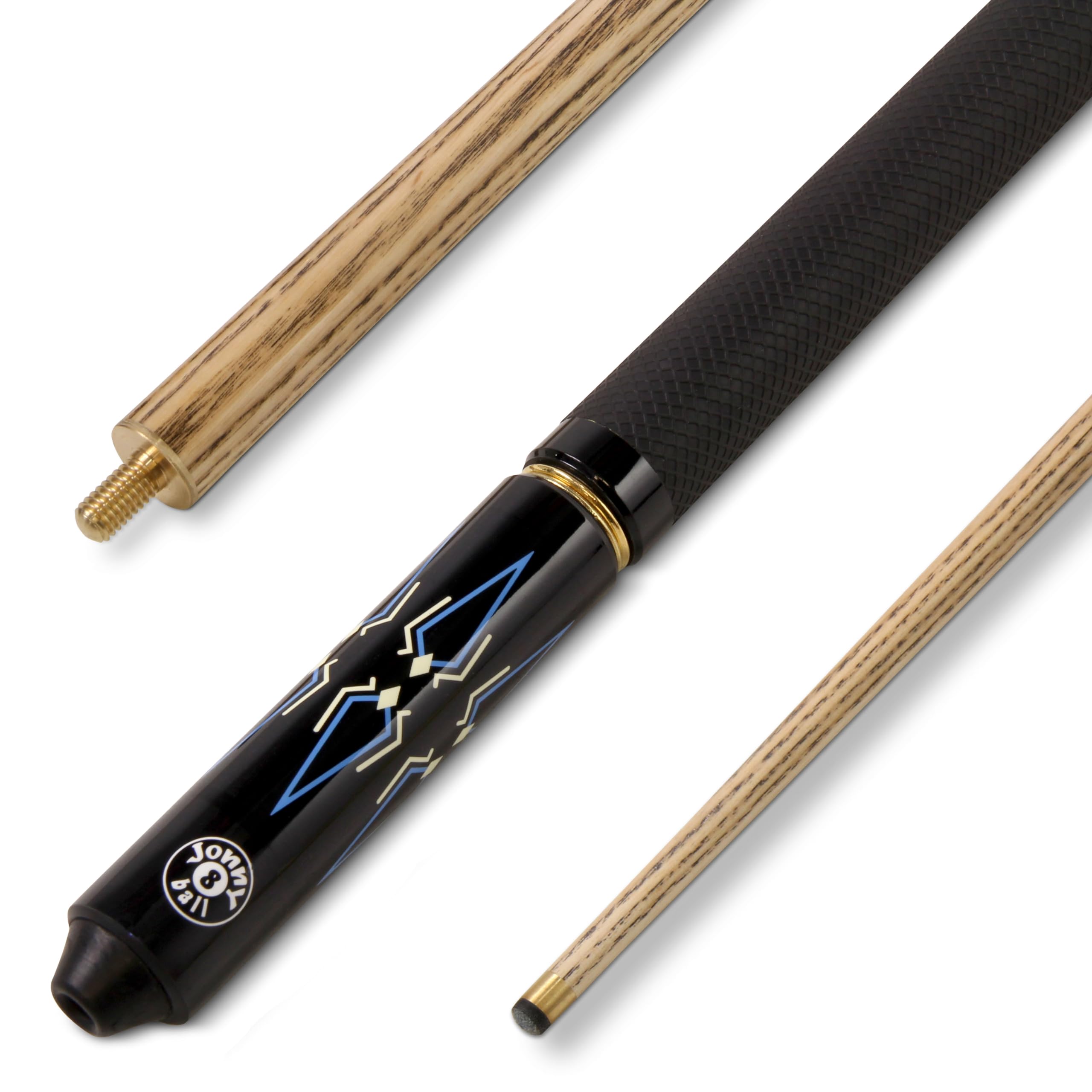 Jonny 8 Ball Blue Inca Ash Pool Cue. 45” to 57” Adjustable 4 Piece Cue Set with 10mm Tip