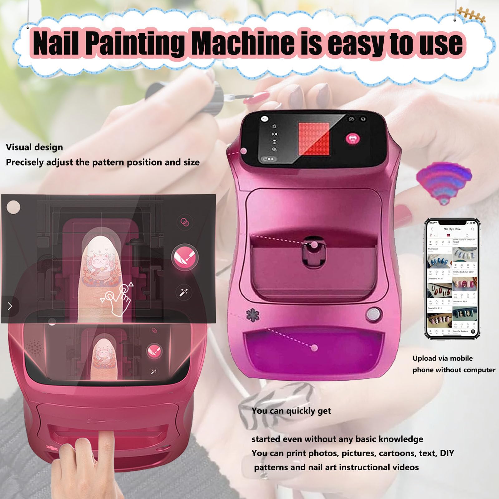 Automatic Nail Machine Nail Printer, Mobile Nail Art Printer with