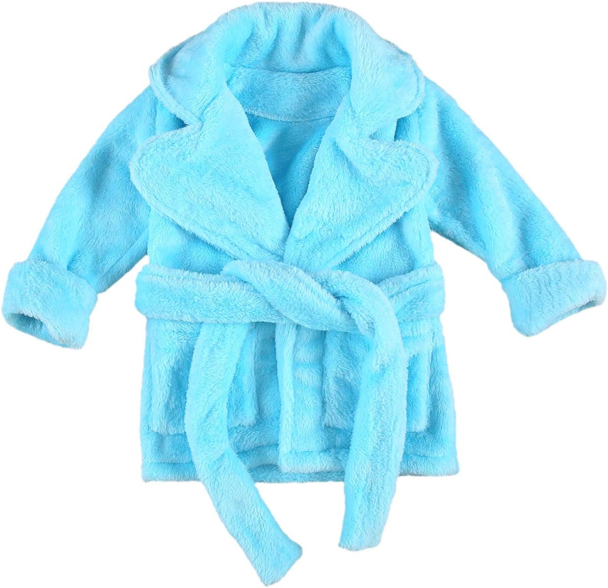 Qiylii Unisex Baby Plush Bathrobe Plain Kimono Gown Newborn Toddler Girls Boys Towel Robe Nightwear Clothes
