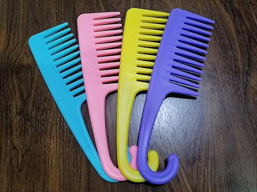 Miniatura 4 de 4 peines de dientes anchos para ducha, desenredar con gancho, cabello húmedo y seco de dientes anchos para uso diario de mujeres y salón de belleza