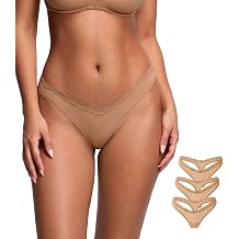 DOBREVA Sexy Lace Thongs Breathable Seamless Underwear for Women Comfortable V-waisted Soft Panty 3 Pack