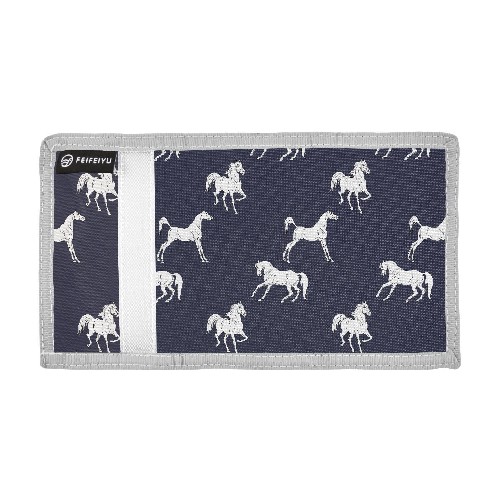 JHKKU Horses Trifold Wallets for Kids Boys Girls, Outdoor Sports Wallet for Teen, with Zipper Coin Pocket Novelty Purse