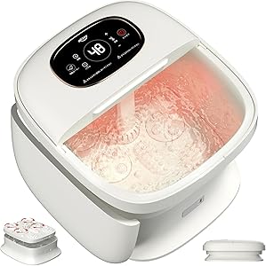 ALLJOY 折りたたみ フットバス 電動もみ玉4×4個 足湯 保温機能付き 足湯器 35~48℃ 着脱式底板 10L大容量 バブル機能 タイマー