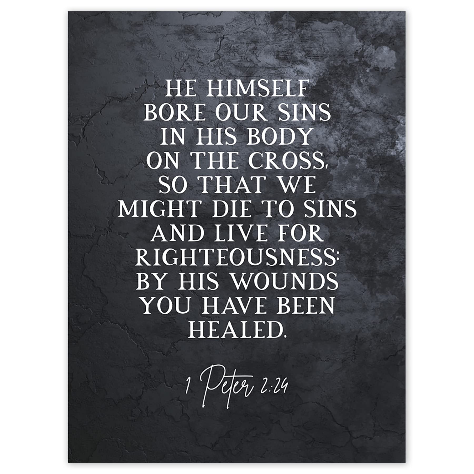 Artery8 1 Peter 2:24 He Himself Bore Our Sins Christian Bible Verse Quote Scripture Typography Art Print Canvas Premium Wall Decor Poster Mural