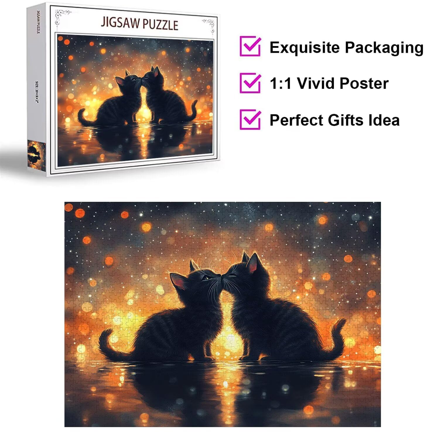 3000 sztuk puzzli dla dorosłych marzycielskie wymagające gry logiczne, n | Puzzle dla dorosłych kotów, wskazówki z literami z tyłu, ciasne dopasowanie puzzli, rodzinne zajęcia wewnętrzne, wystrój domu