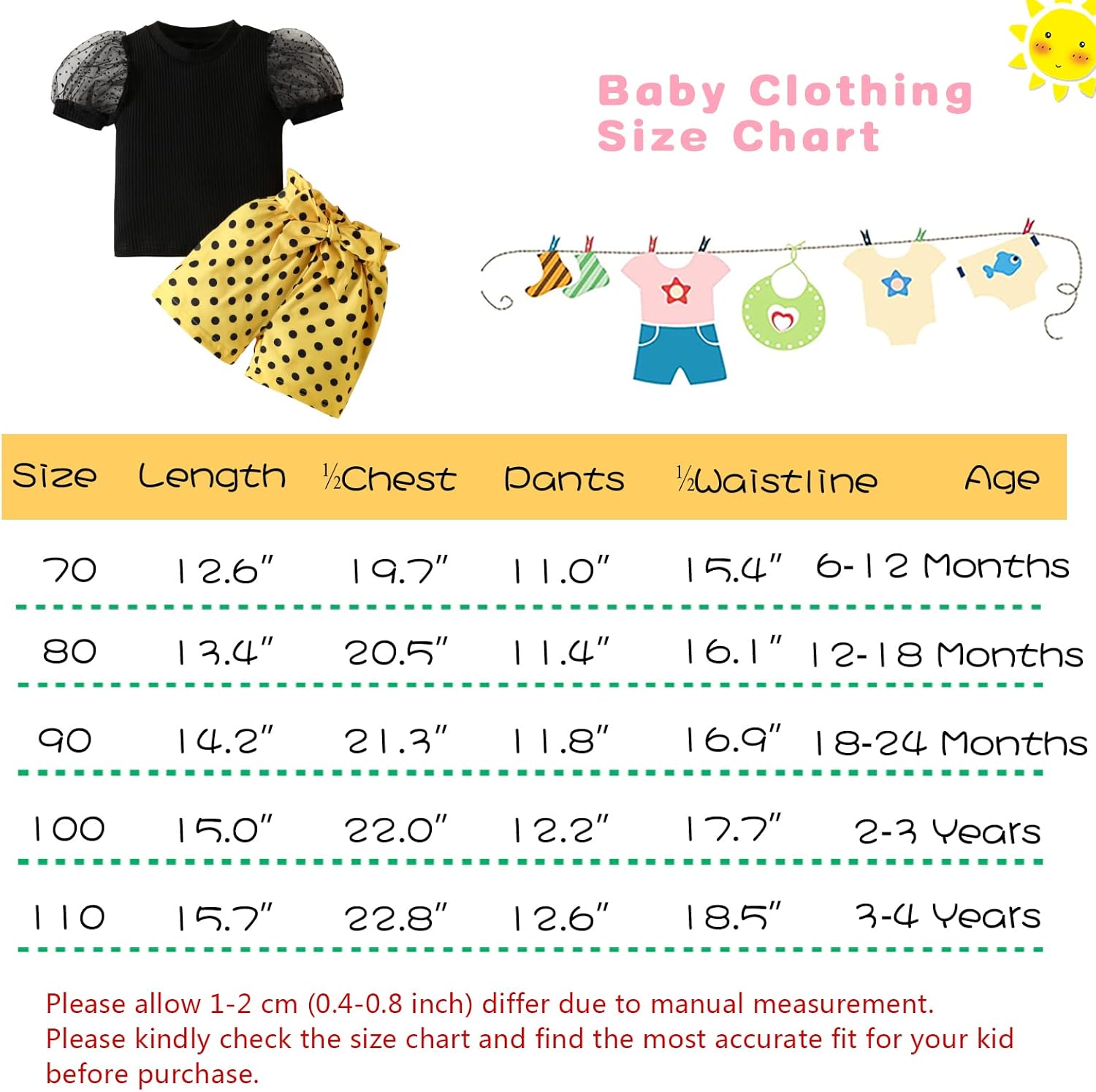 Miniatura 2 de DREAM BUS Conjunto de 2 piezas de ropa para bebé niña pequeña, manga corta, con volantes, parte superior floral, pantalones de verano