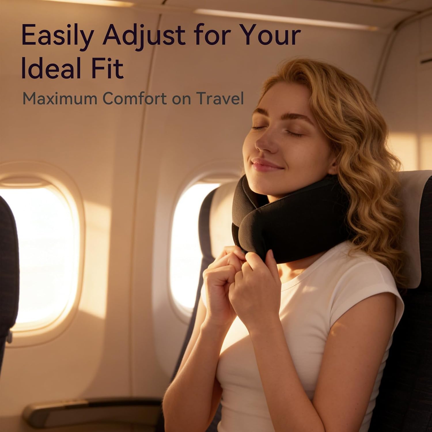 Travel Pillow - Memory Foam Neck Pillow Airplane, Neck Travel Airplane Pillow for Long Flight, Portable Travel Essentials, 360º Ergonomic Support, Machine Washable, Black - Image 8