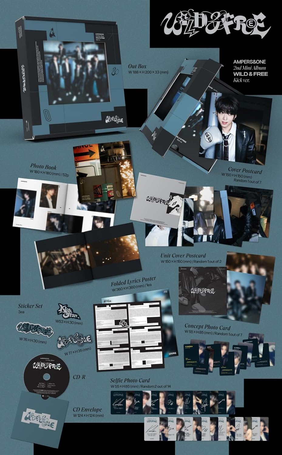 AMPERS&ONE Wild Free Mini 2nd Album 4p Set (kick+ start+ digipack+ fancy QR) + DHL Tracking