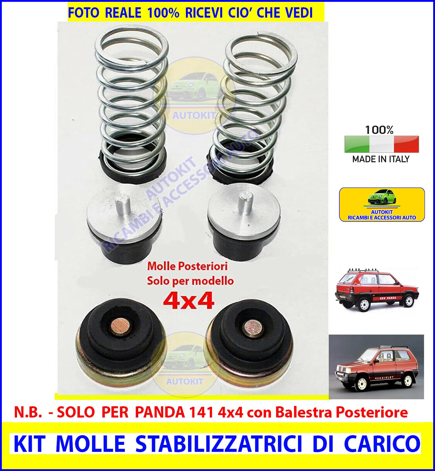 Generico Kit Molle di Rinforzo Posteriori Stabilizzatrici di carico Specifiche COMPATIBILI con Panda Modello 141 (Solo 4x4 con Balestra Posteriore) Prodotte dal 1986 al 2003-0305