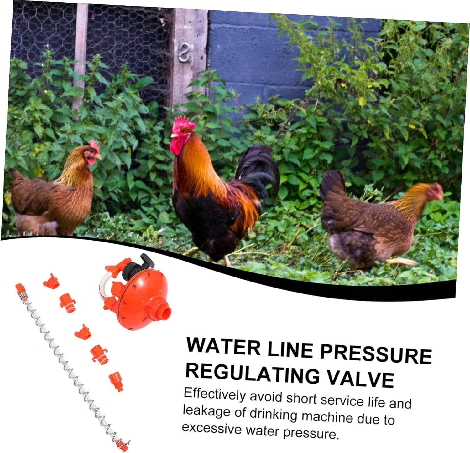 Zerodeko Poultry Coop Waterer with Pressure Regulating Valve Drinker for Water Chicken Houses Easy Installation Feeding Equipment Accessory