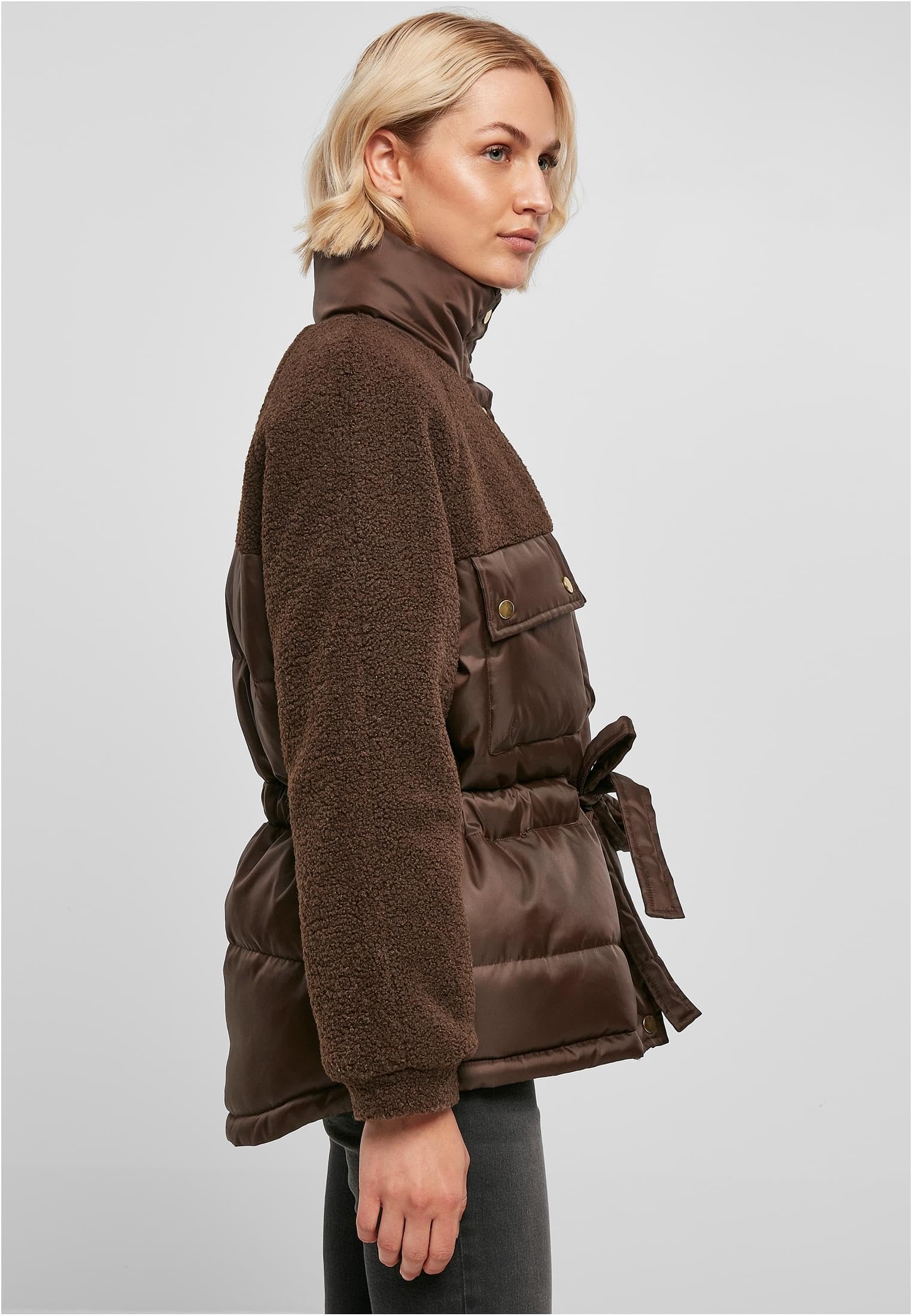 Urban Classics Damen Ladies Sherpa Mix Puffer Jacket