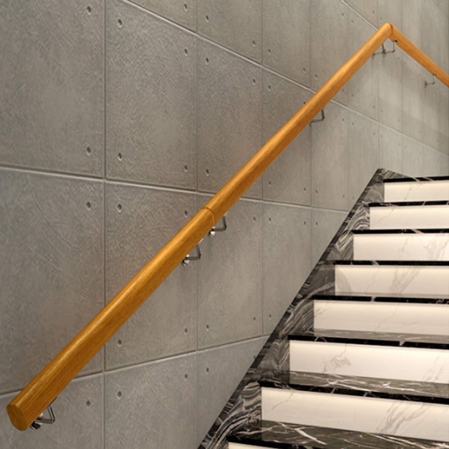 MYOYAY 3.3ft Wooden Handrails Home Kindergarten Guardrail Corridor Against The Wall Stair Handrail Indoor Villa Construction Loft Elderly Non-Slip Staircase Handrail - - 