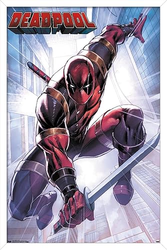 Miniatura 68 de Trends International Marvel Comics Deadpool - Póster de pared de ataque, 22.375 x 34 pulgadas, versión enmarcada en negro Versión enmarcada Barnwood