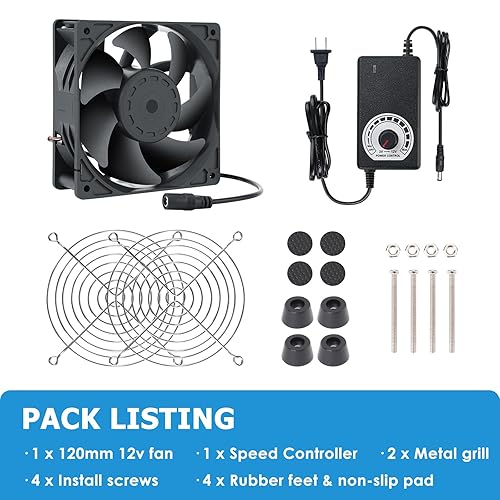 Miniatura 2 de KEYFANCLUB Ventilador de computadora CFM alto con enchufe de CA 4.724 in x 1.496 in, ventilador de velocidad variable de 110 V - 240 V,